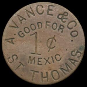 Dansk Vestindien, 1 cent, A. Vance & Co. Sieg 61, OBC 62, Higgie 464, Kva. 1+