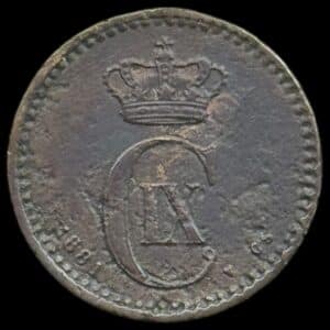 1881, 1 øre, Chr.IX, Sieg 1.1, Hede 19A, Kva. 1+ korr.
