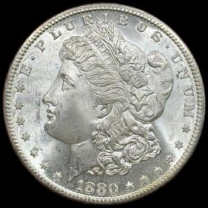 USA, Morgan dollar 1880 S, KM 110, Kva. 0 "Medaljeprægskarakter"