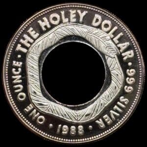 Australien, 1 Dollar 1988, Elizabeth II, 3rd Portrait, The Holey Dollar, 1 Oz Ag, KM 112, Kva. Proof