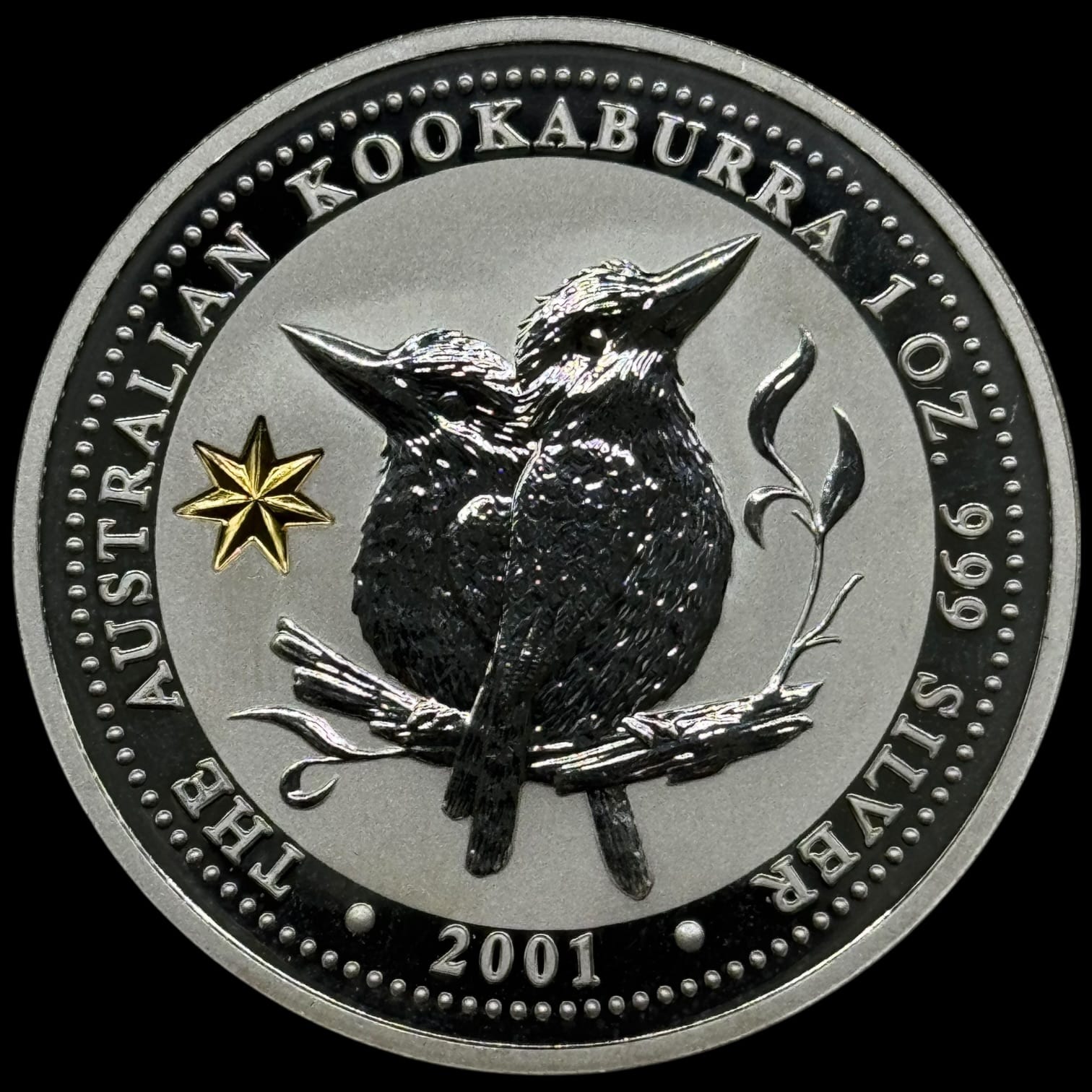 Australien, 1 Dollar 2001, Elizabeth II, 4th Portrait, Australian Kookaburra, 1 Oz Ag, Federation Star privy mark, Oplag 1.000, KM. 479, Kva. Proof