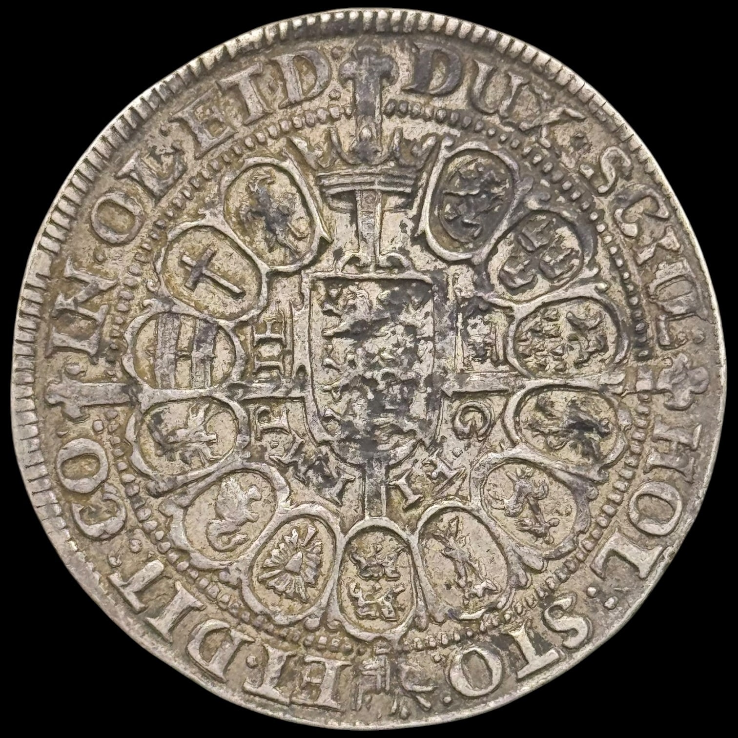 1619, speciedaler, Chr.IV, Sieg 102.3, Hede 53C, Kva. 1+-01, rester af belægning, sjælden, “Gammel samlerseddel medfølger, fra gamle tysk adelig samler” - Image 2