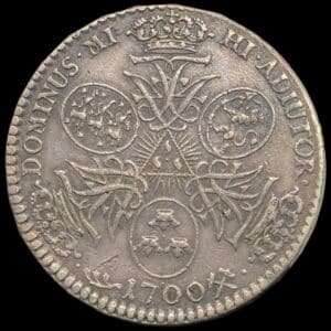Norge, 4 mark / krone 1700, Fre.IV, Sieg 10.2, Hede 1B, NMD 4B, Kva. 1+ rids