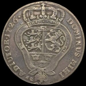 Norge, 1 krone 1726, Fre.IV, Sieg 12, Hede 4, NMD 7, Kva. 1+ "Monteringspor kl.12 & 6"