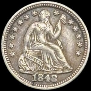 USA, Half Dime 1848, Seated Liberty Half Dime, Medium date, KM 62.2, Kva. 1+-01
