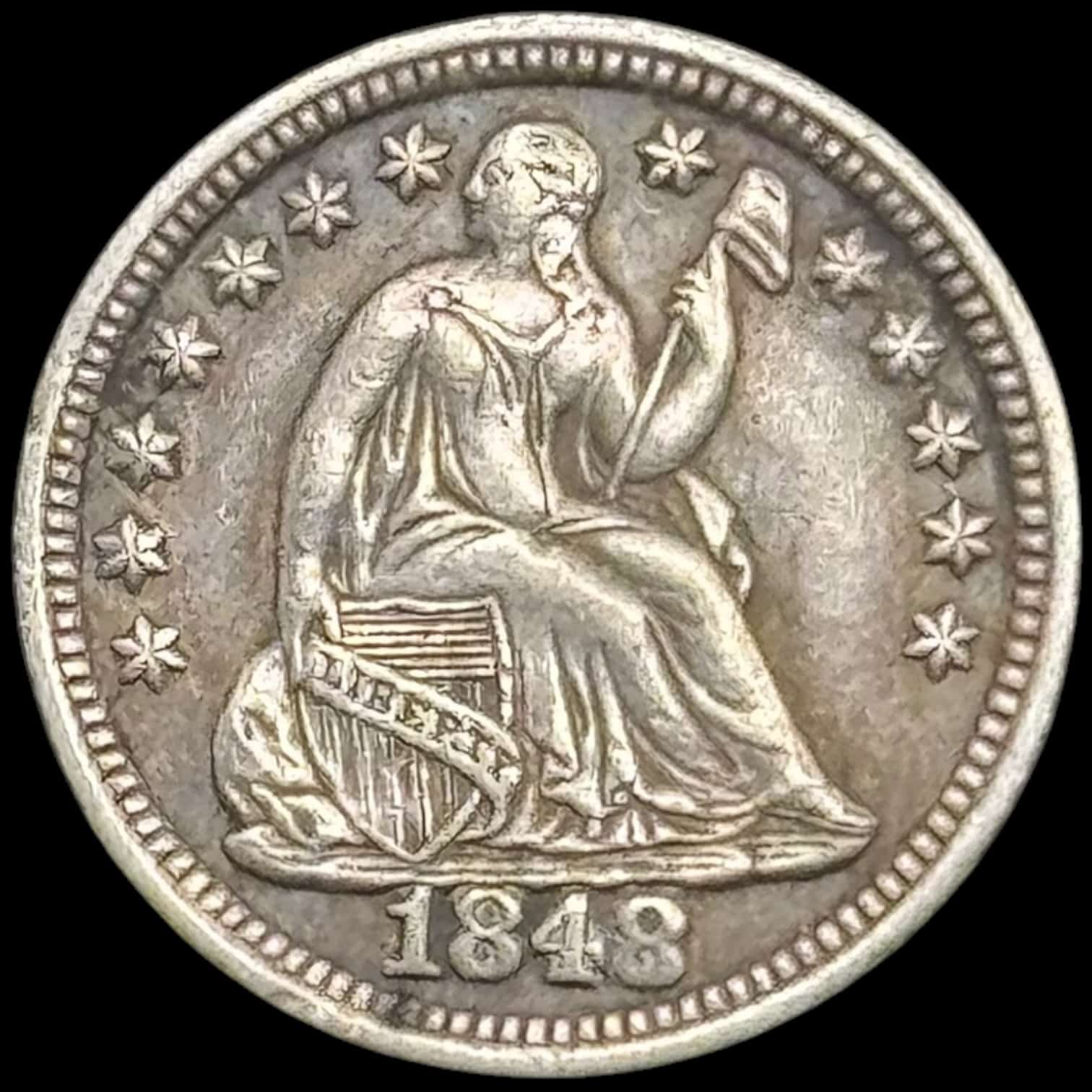 USA, Half Dime 1848, Seated Liberty Half Dime, Medium date, KM 62.2, Kva. 1+-01