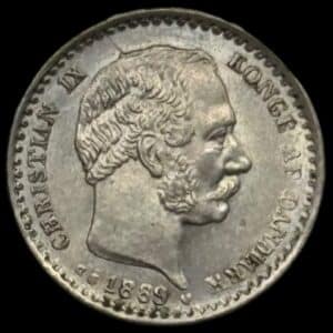 1889, 10 øre, Chr.IX, Sieg 9.1, Hede 16A, Kva. 0 "Medaljeprægskarakter"