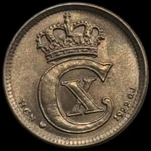1922, 10 øre, Chr.X, Sieg 11.3, Hede 13, Kva. 0-01