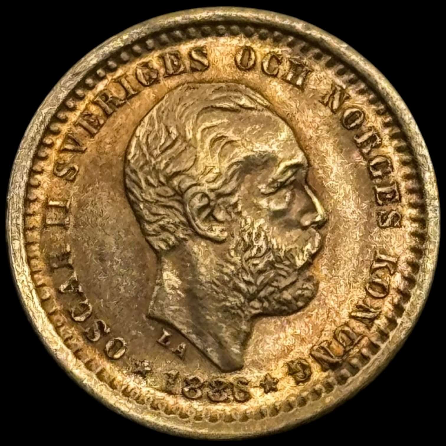 Sverige, 5 kronor 1886, Oskar II, SM 37, KM 756, 2,24 g, Kva. 01 “Medaljeprægskarakter”