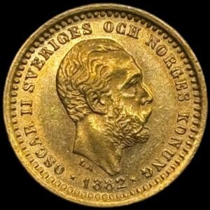 Sverige, 5 kronor 1882, Oskar II, SM 35, KM 756, 2,24 g, Kva. 01