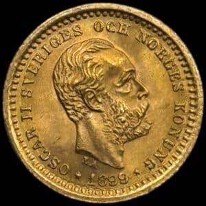 Sverige, 5 kronor 1899, Oskar II, SM 39, KM 756, 2,24 g, Kva. 0-01