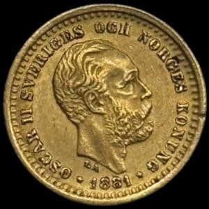 Sverige, 5 kronor 1881, Oskar II, SM 34, KM 756, 2,24 g, Kva. 1+-01