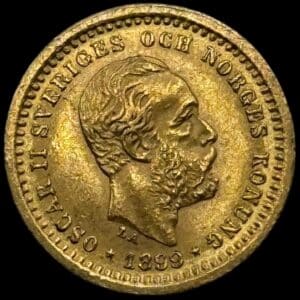 Sverige, 5 kronor 1899, Oskar II, SM 39, KM 756, 2,24 g, Kva. 01