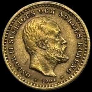 Sverige, 5 kronor 1901, Oskar II, SM 40, KM 766, 2,24 g, Kva. 1+