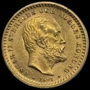 Sverige, 5 kronor 1901, Oskar II, SM 40, KM 766, 2,24 g, Kva. 01 "Medaljeprægskarakter"