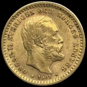 Sverige, 5 kronor 1901, Oskar II, SM 40, KM 766, 2,24 g, Kva. 1+