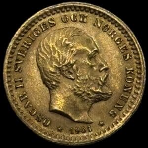 Sverige, 5 kronor 1901, Oskar II, SM 40, KM 766, 2,24 g, Kva. 01 ks.