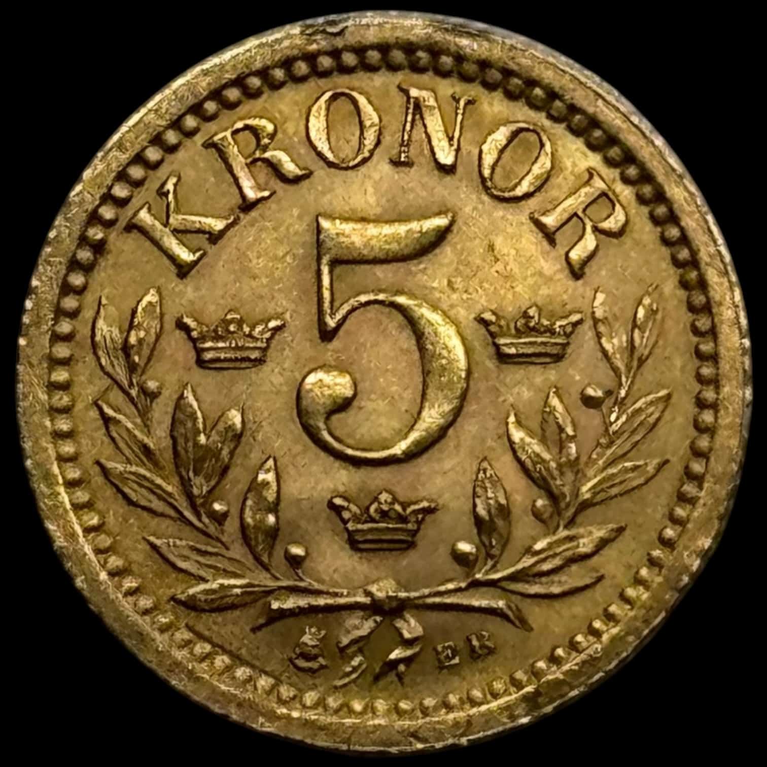 Sverige, 5 kronor 1901, Oskar II, SM 40, KM 766, 2,24 g, Kva. 01 ks. - Image 2