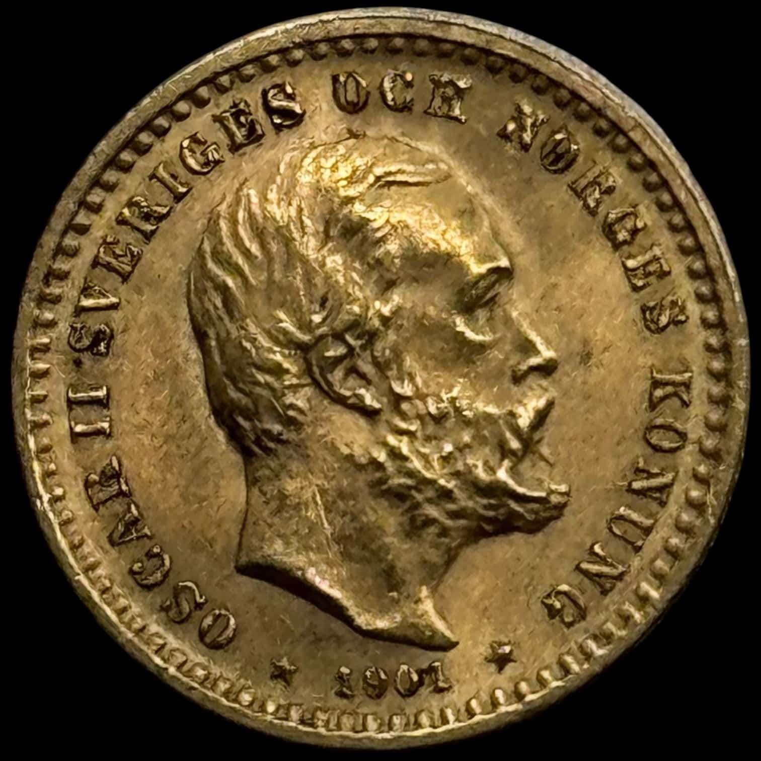 Sverige, 5 kronor 1901, Oskar II, SM 40, KM 766, 2,24 g, Kva. 0-01