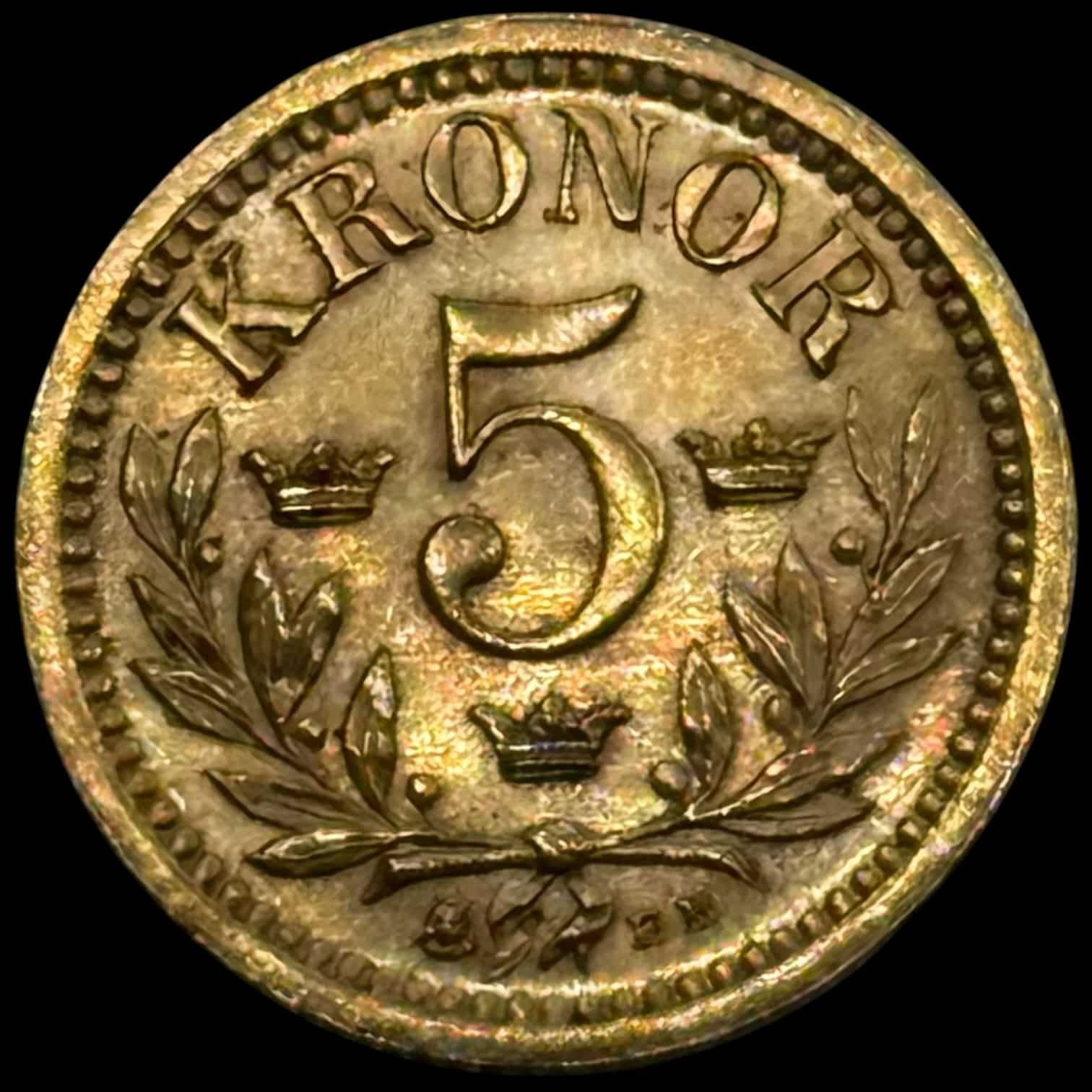 Sverige, 5 kronor 1901, Oskar II, SM 40, KM 766, 2,24 g, Kva. 0-01 - Image 2