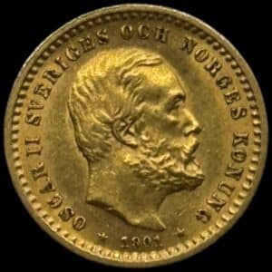 Sverige, 5 kronor 1901, Oskar II, SM 40, KM 766, 2,24 g, Kva. 01