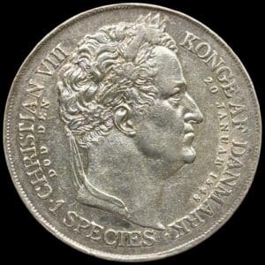 1848 VS, 1 speciedaler “Tronskifte”, Fre.VII, Sieg 7, Hede 3, Kva. 1+