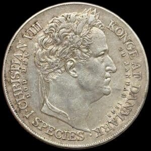 1848 VS, 1 speciedaler “Tronskifte”, Fre.VII, Sieg 7, Hede 3, Kva. 1+