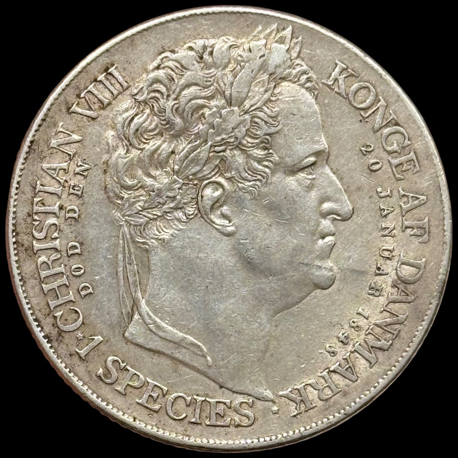 1848 VS, 1 speciedaler “Tronskifte”, Fre.VII, Sieg 7, Hede 3, Kva. 1+