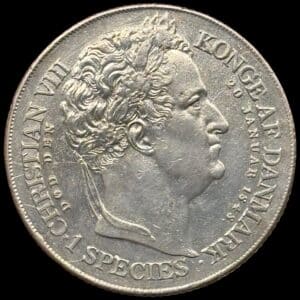 1848 VS, 1 speciedaler “Tronskifte”, Fre.VII, Sieg 7, Hede 3, Kva. 1+