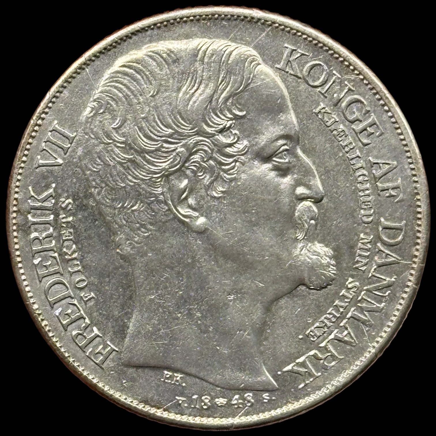 1848 VS, 1 speciedaler “Tronskifte”, Fre.VII, Sieg 7, Hede 3, Kva. 1+ - Image 2