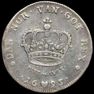 1693, krone, Chr.V, Sieg 51.1, Hede 99A, Kva. 1-1+