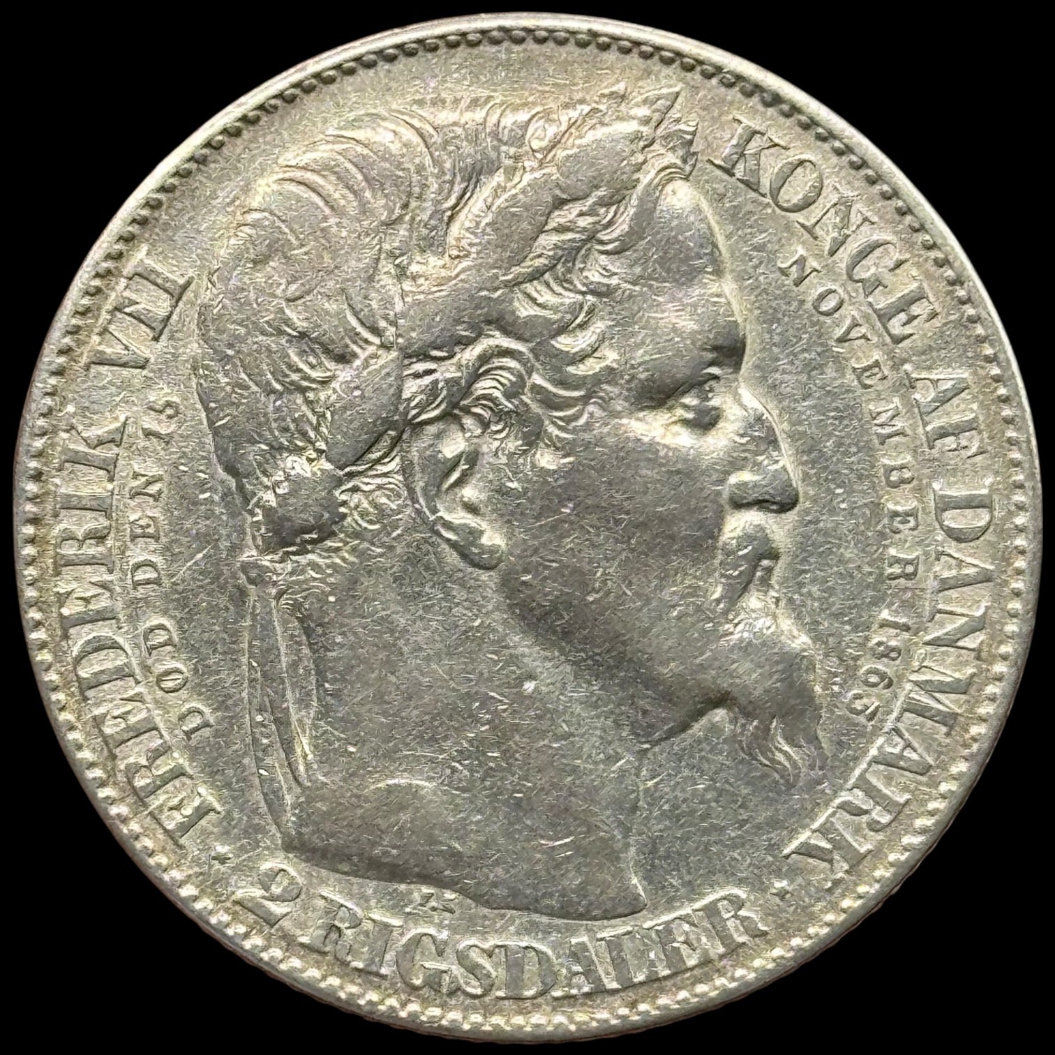 1863 RH, 2 Rigsdaler "Tronskifte", Chr.IX, Sieg 4, Hede 3, Kva. 1-1+ - Image 2