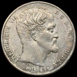 1854 FF, 2 Rigsdaler, Fre.VII, Sieg 14.2, Hede 6B, Kva. 1+-01