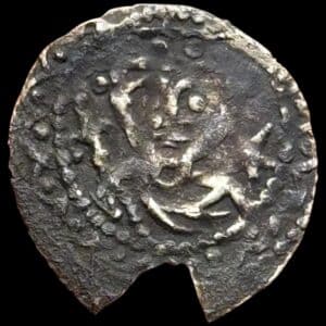 1154–1182, Valdemar I d. Store, Roskilde, penning, Hbg. 13, 0,63 g, Kva. 1-1+, kantmangel, korroderet, sjælden type, Ex. BR 2213/5064 3 april. 2022
