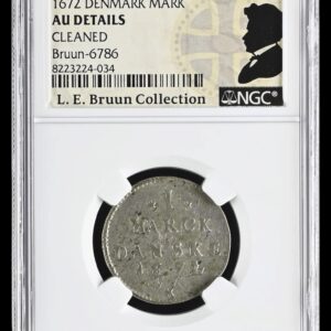 1672, Mark, Chr.V, Sieg 17.1, Hede 70, Schou 59, Bruun 6786, Kva. 1+, Graderet AU Detailes Cleaned af NGC