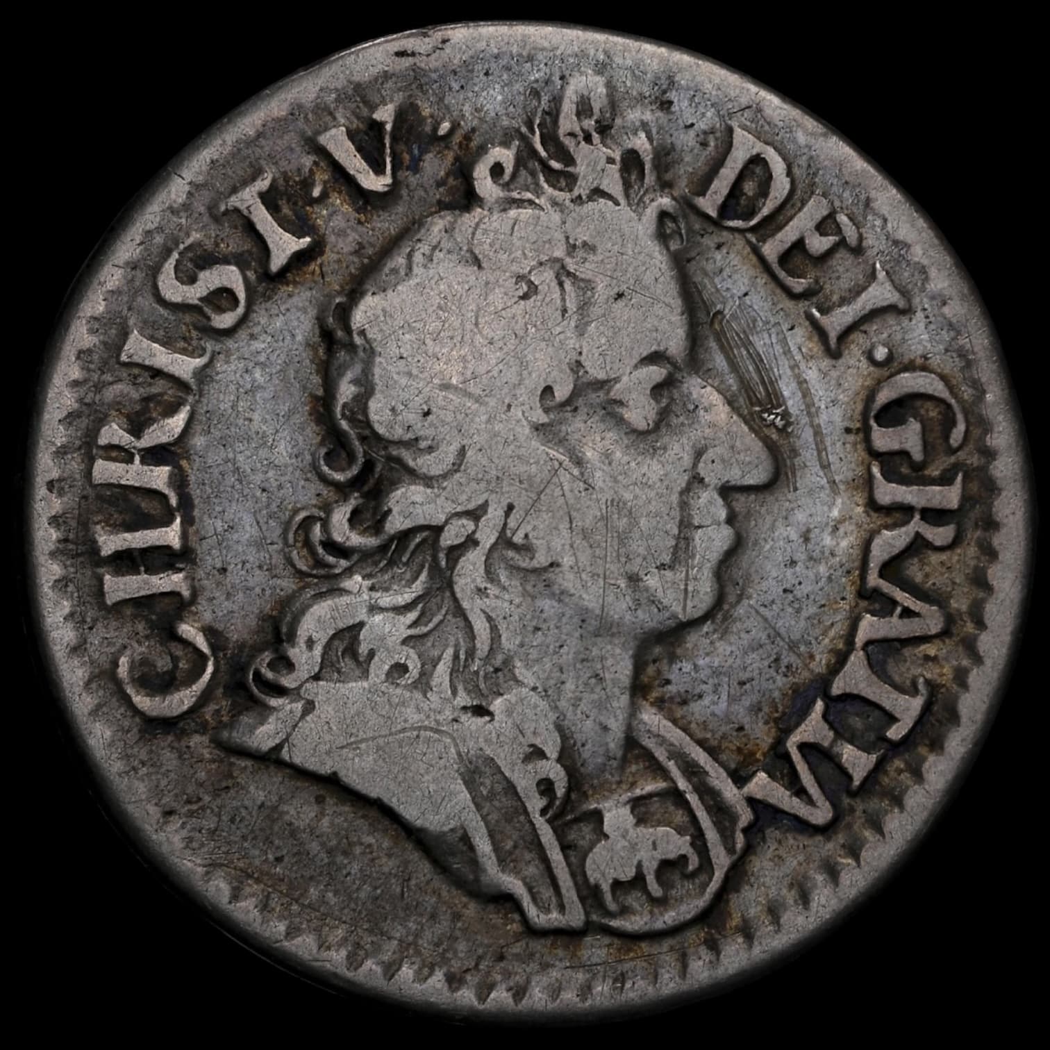 1693, mark, Chr.V, “prøvemønt”, slået med 8 skillings stempler, Sieg 14, Hede 109, Schou 62, Bruun 7136, Kva. 1-1+ rids, Graderet VF Details OBV Scratched af NGC, ex. L.E.Bruun "original samleretiket medfølger", ex. Joh. G. Guildal 1918. - Image 4