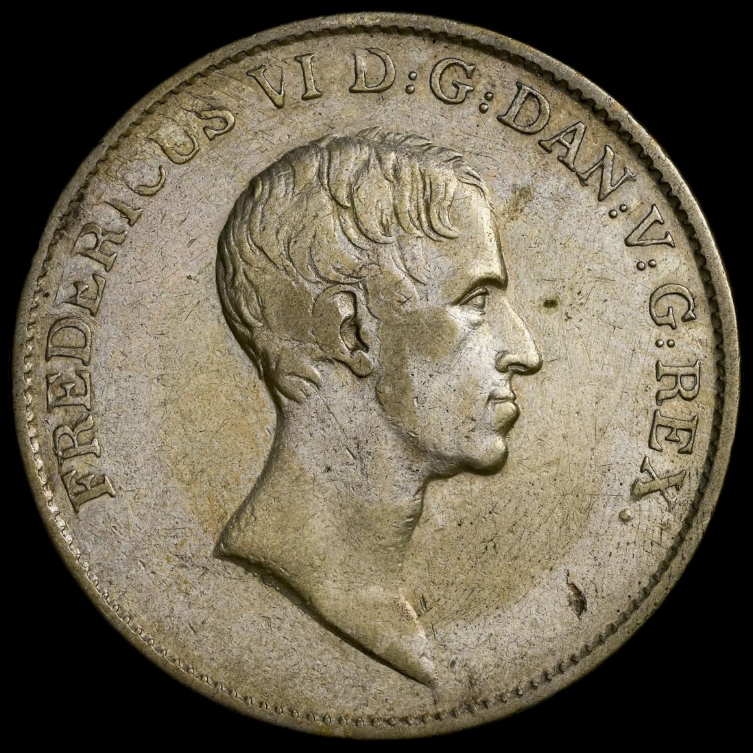 1820 CFG, 1 speciedaler, Fre.VI, Sieg 30.1, Hede 26A, Bruun 8051, Kva. 1+, Graderet XF Details Cleaned af NGC, ex. L.E.Bruun "original samleretiket medfølger" - Image 4