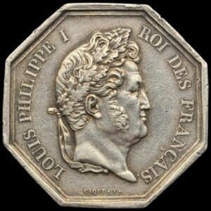 France, Louis Philippe I, Laureate Head Le Phenix Insurance, Silver Jeton Medal, 1819, Kva. 1+-01 ks.