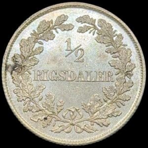 1854 VS, 1/2 rigsdaler, Fre.VII, Sieg 12, Hede 9, Kva. 0 "Medaljepræg"