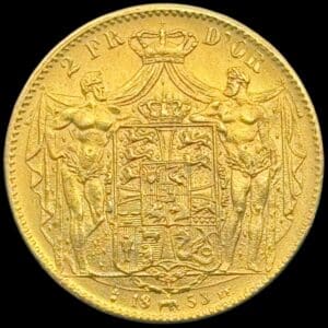 1853 FF, 2 d'or, Fre.VII, Sieg 16.2, Hede 1B, Kva. 01, let rens. Ex. Zinck VII, 29.04.2004, lot 260, etikett medfølger, Ex. Sally 1929