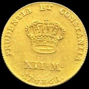 1761 VH, 12 mark / Kurant dukat, Fre.V, Sieg 21.3, Hede 22C, Kva. 1+-01 ridser