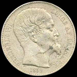 Dansk Vestindien, 20 cent 1859, Fre.VII, Sieg 19, Hede 19, KM 67, Kva. 1+-01 pletter