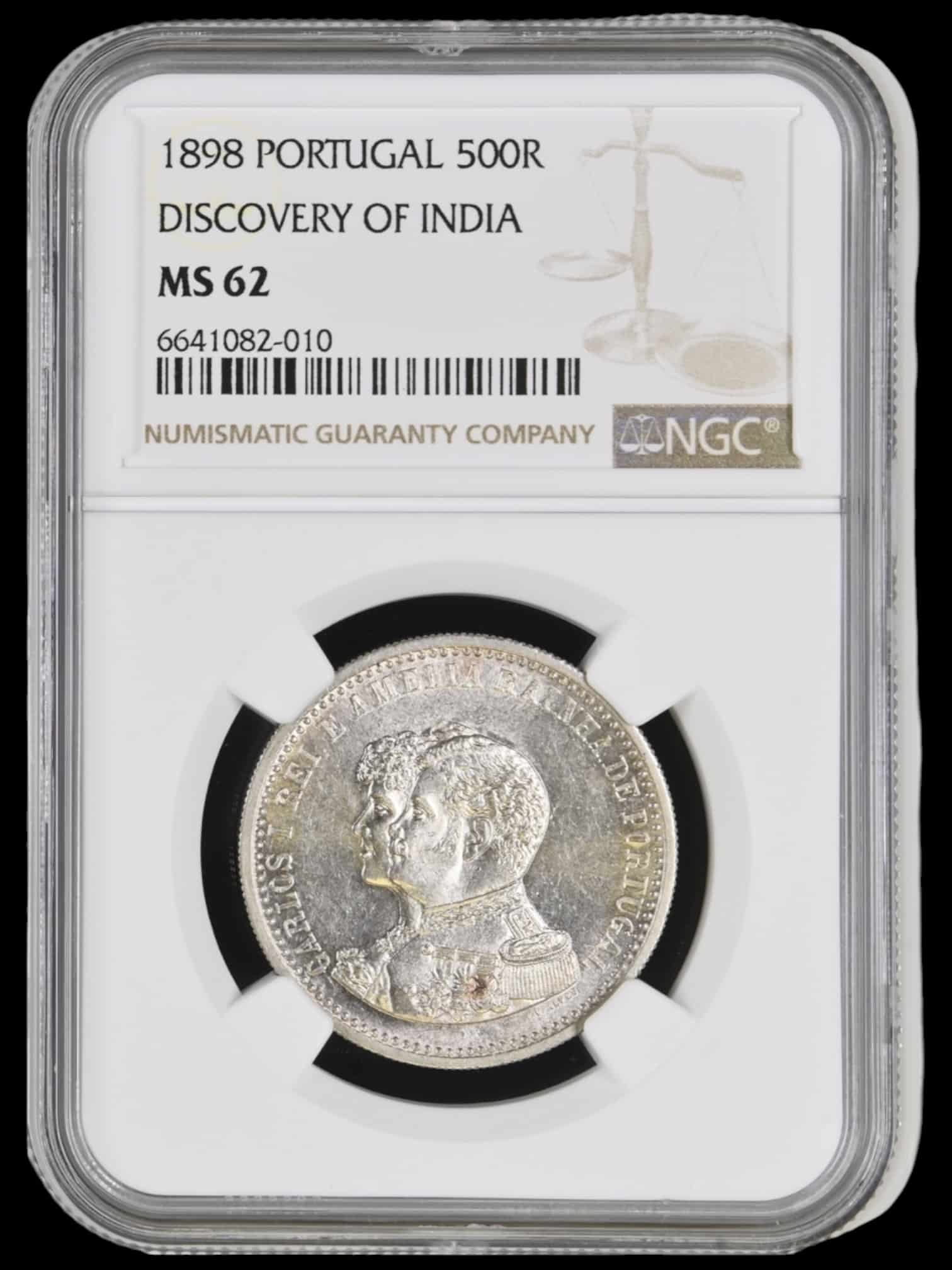 Portugal, 500 reis 1898, Carlos I "Discovery of India", KM 538, Kva. 0-01, Graderet MS 62 af NGC