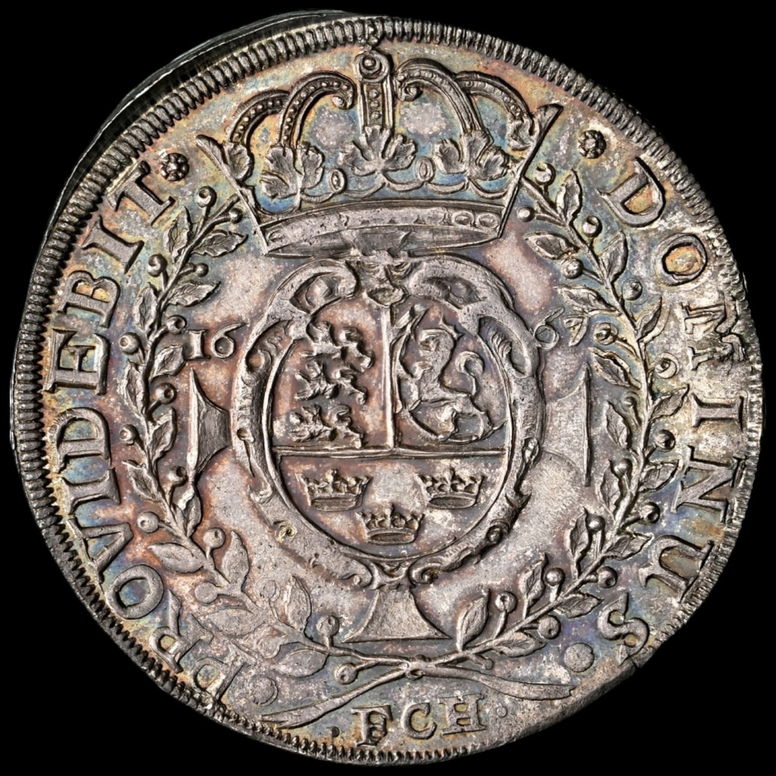 1667, 1 speciedaler, Fre.III, Sieg 86.2, Hede 68B, Bruun 6578, Dav. 3557, Aagaard 107.3, Kva. 0, Graderet MS 64 af NGC "TOP POP" Ex. Arne Andreasen BR 868/26 2016, Ex. Adler Pedersen KH 1996, 266. Sublimt kabinetseksemplar af Frederik Caspar Herbachs smukke og sjældne barokspecie - Image 4
