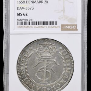 1658, Krone / 4 mark, Fre.III, Sieg 49.1, Hede 95A, Dav. 3547, Kva. 0-01, Graderet MS 62 af NGC, "Fejl graderet som en 2 krone" "TOP POP"