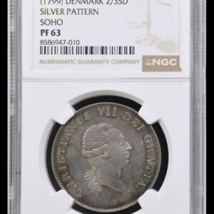 "1805", 2/3 speciedaler u.år, Chr.VII, Sølv Prøvemønt, Sieg 49, Hede 17, Bruun 7988, Kva. Proof, Graderet PF 63 af NGC, "TOP POP" Meget sjælden prøvemønt