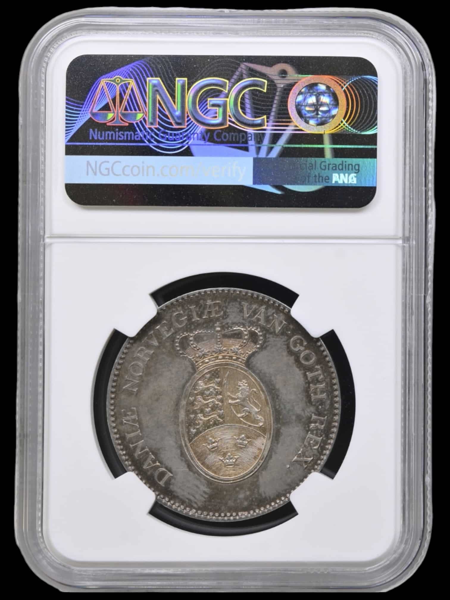 "1805", 2/3 speciedaler u.år, Chr.VII, Sølv Prøvemønt, Sieg 49, Hede 17, Bruun 7988, Kva. Proof, Graderet PF 63 af NGC, "TOP POP" Meget sjælden prøvemønt - Image 2