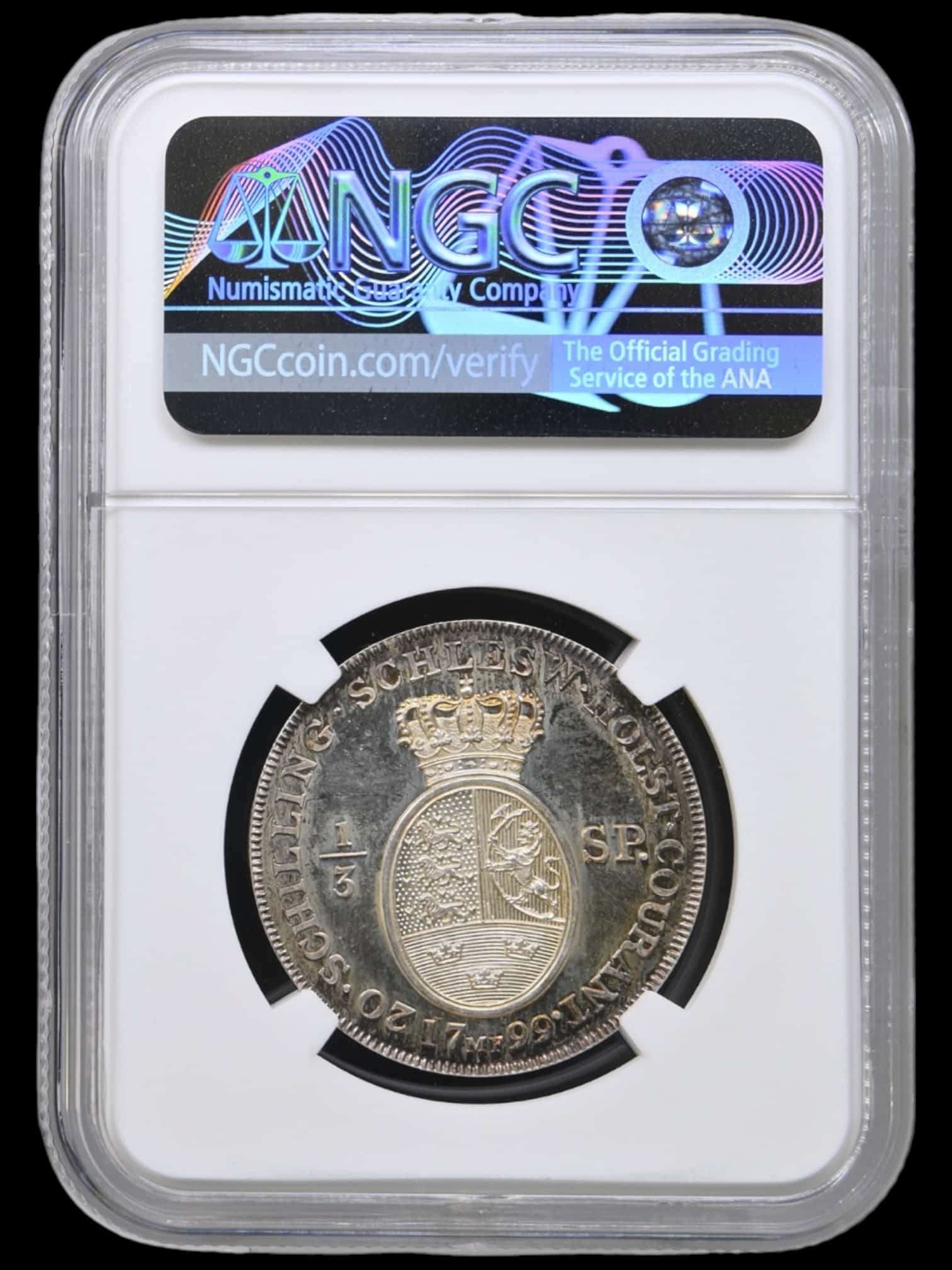 1799 MF, 1/3 speciedaler, Prøvemønt, Chr.VII, Nypræg, Sieg 51, Hede 41D, Kva. Proof, Graderet PF 66 af NGC "TOP POP" - Image 2
