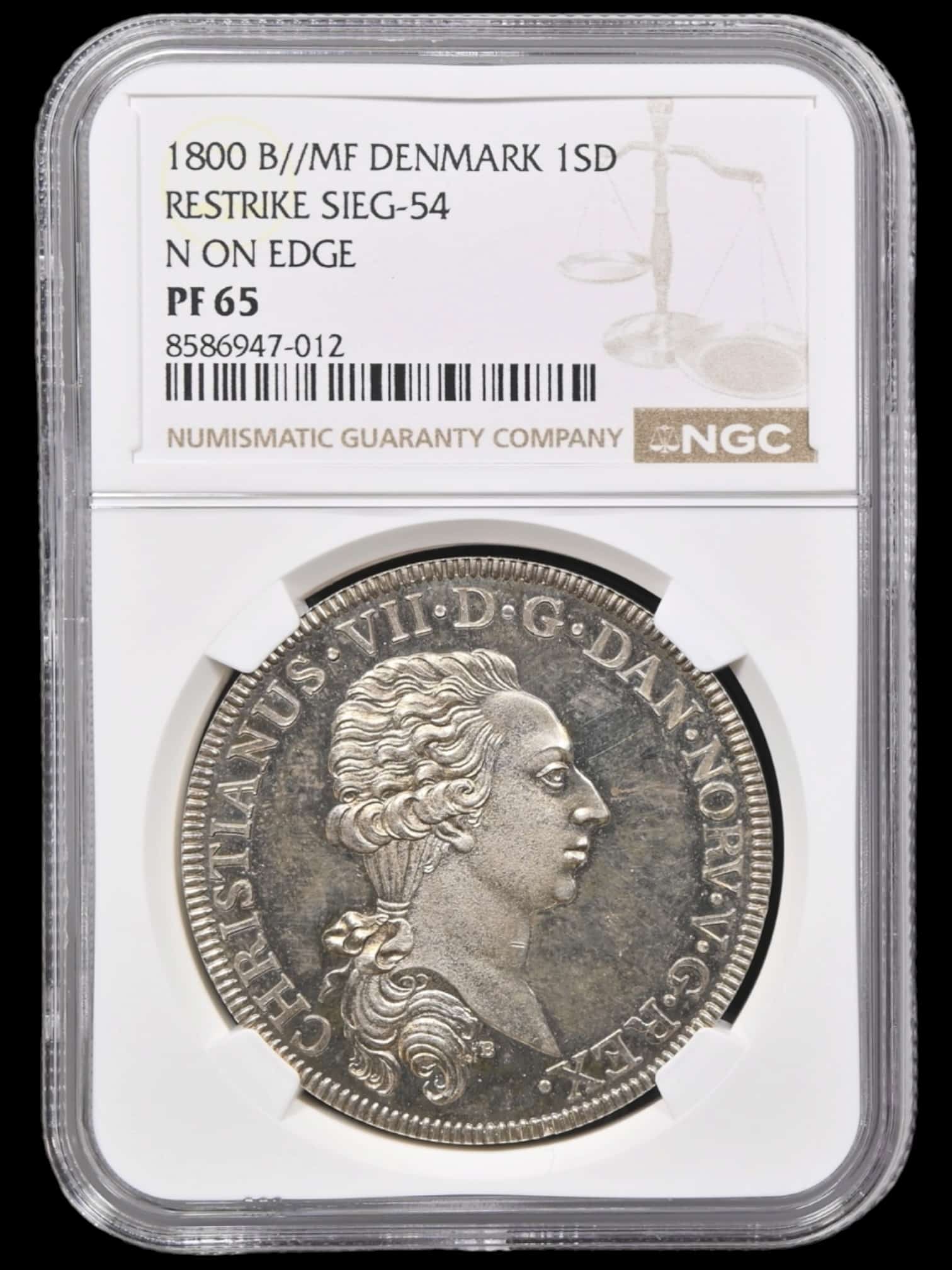 1800 MF, Speciedaler, Prøvemønt, Chr.VII, Nypræg, Sieg 54, Hede 39G, Kva. Proof, Graderet PF 65 af NGC "TOP POP"