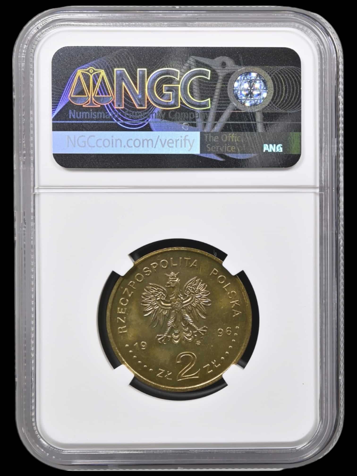 Polen, 2 zloty 1996, Zygmunt II August, "Nordic Gold", Parchimowicz 732, KM 306, Kva. 0, Graderet MS 64 af NGC - Image 2